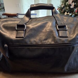 Calvin Klein Black Leather Duffel Bag